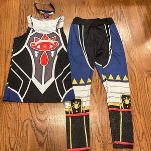 Legend of Zelda Sheik Themed Choker, Tank and Leggings Set M-L